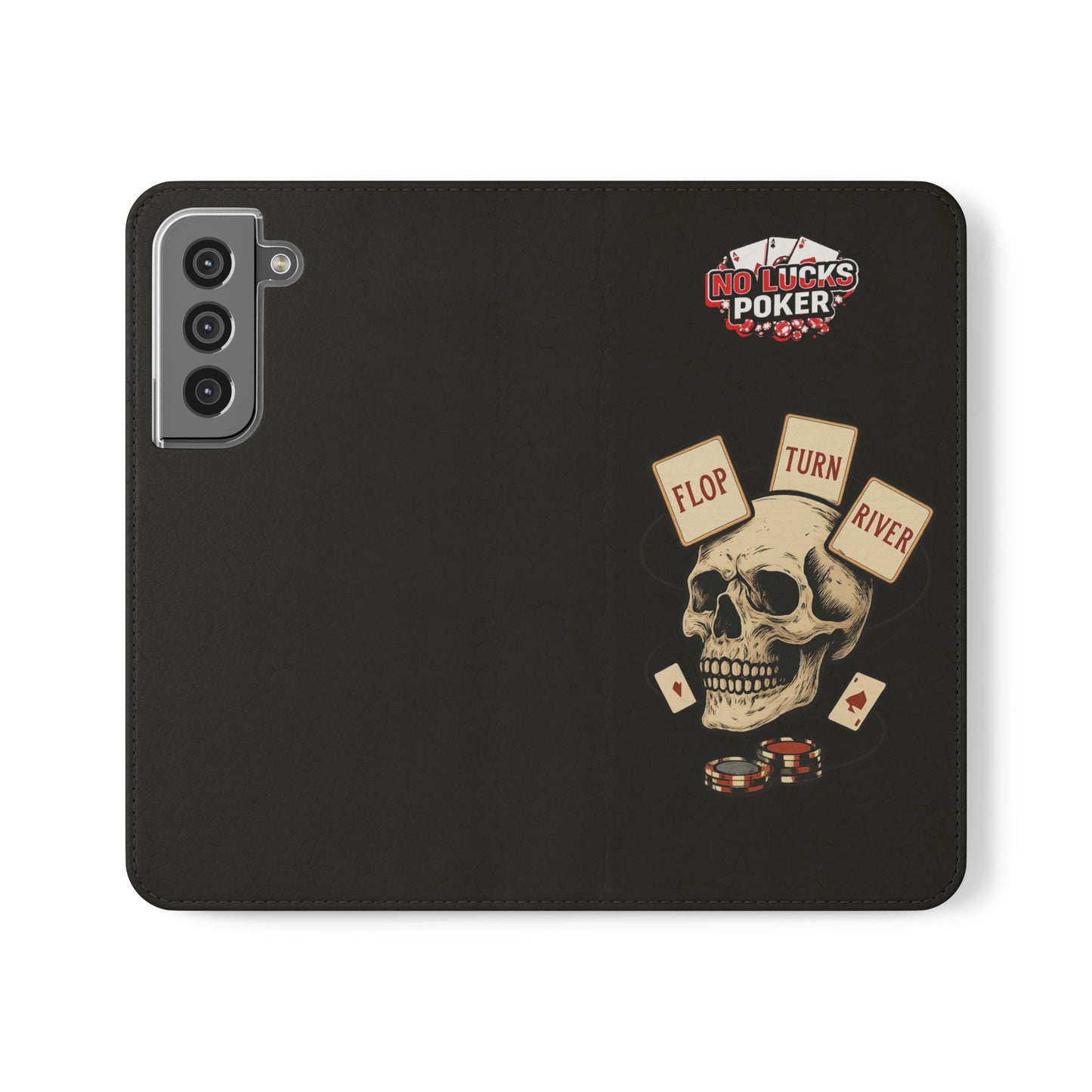 Flop Turn River Skull Wallet Phone Case | Zero Lucks – Poker Grind Gear