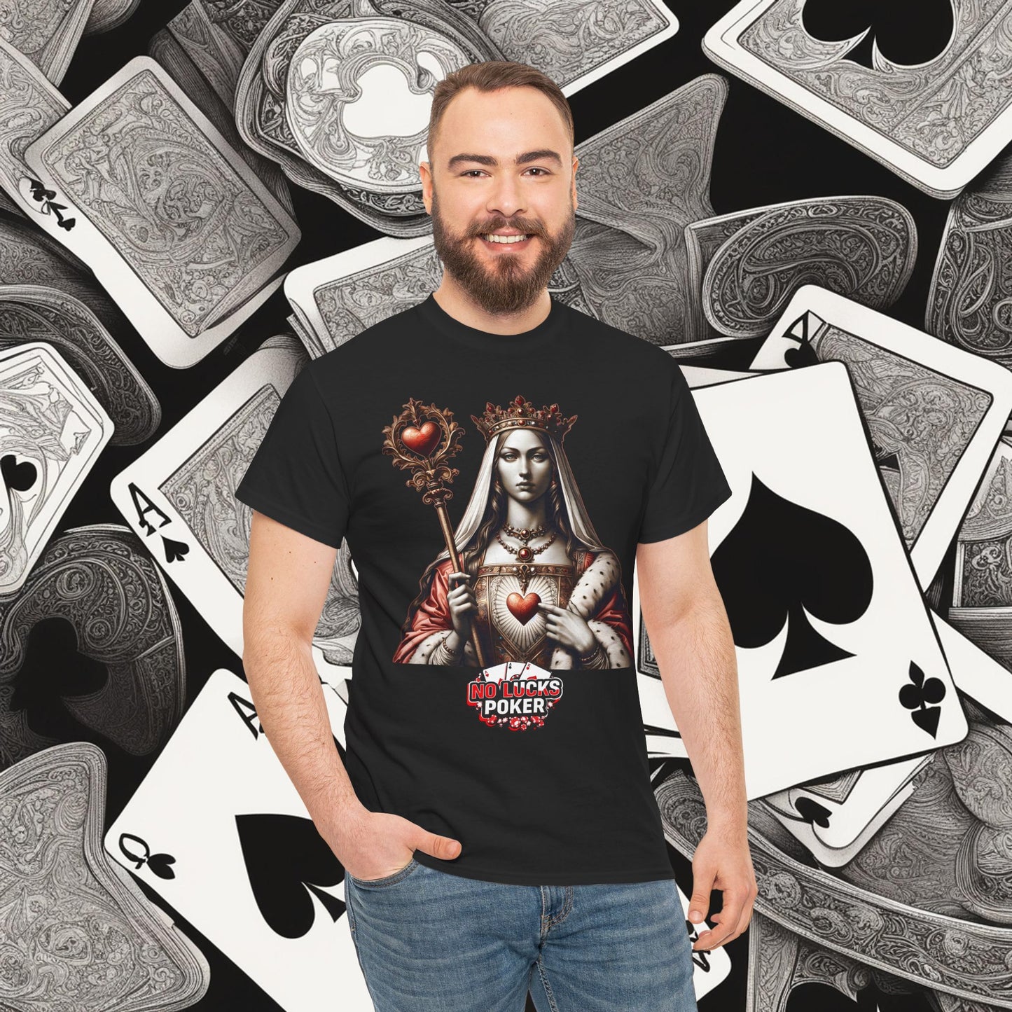 Queen of Hearts Poker T-Shirt | Unisex Heavy Cotton Tee
