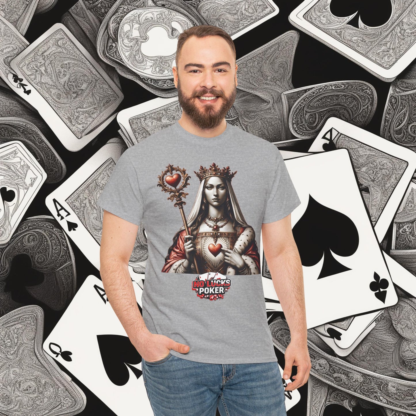 Queen of Hearts Poker T-Shirt | Unisex Heavy Cotton Tee