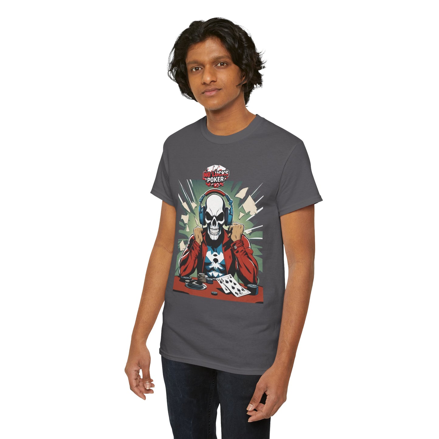 No Lucks Given – Poker Skull w/ Headphones Tee (Hero/Villain Edition)