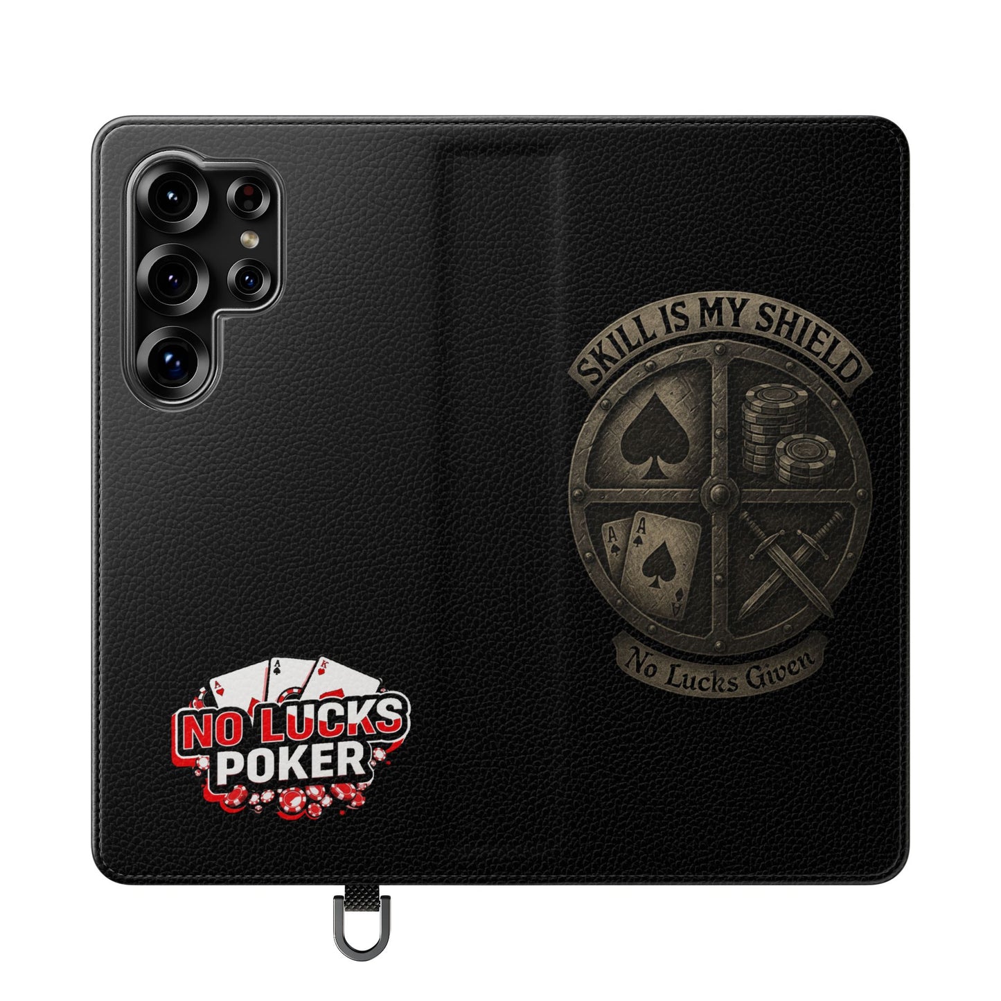 Skill Is My Shield Poker Phone Case | Zero Lucks – Ace of Spades & Crossed Swords – iPhone & Android Phone Cover