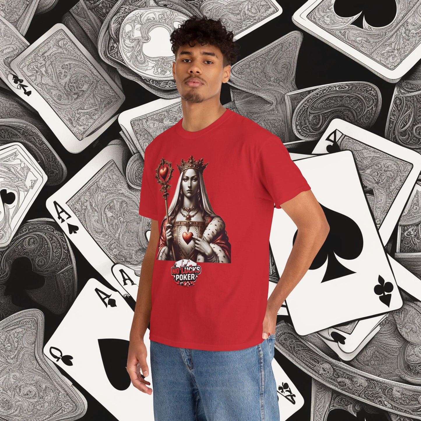Queen of Hearts Poker T-Shirt | Unisex Heavy Cotton Tee