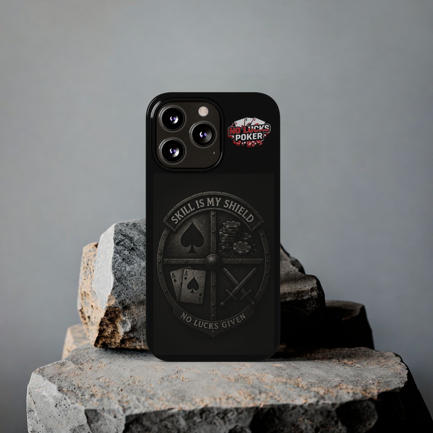 Skill Is My Shield Poker Phone Case | Zero Lucks – Ace of Spades & Crossed Swords -  iPhone 13 - 16