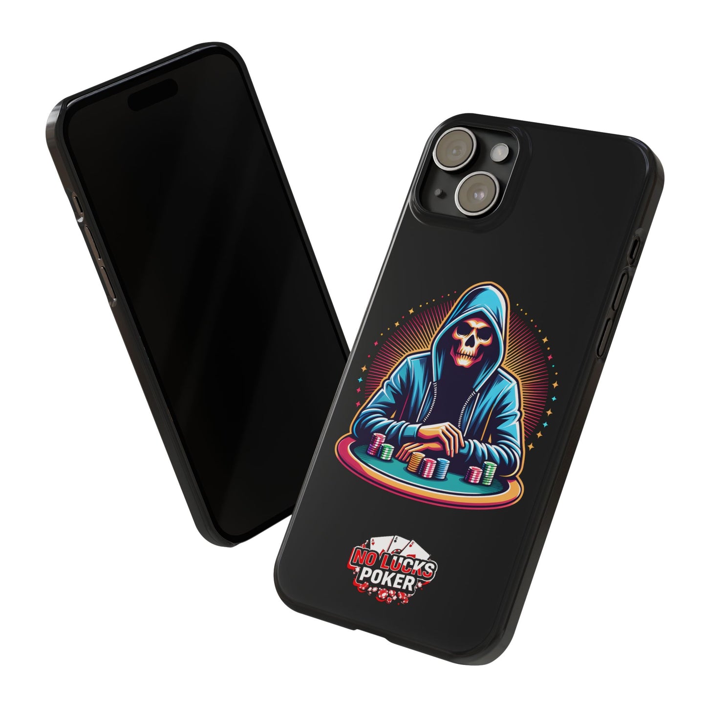 Poker Player with Skull at Poker Table Slim Phone Case -  iPhone 13 - 15