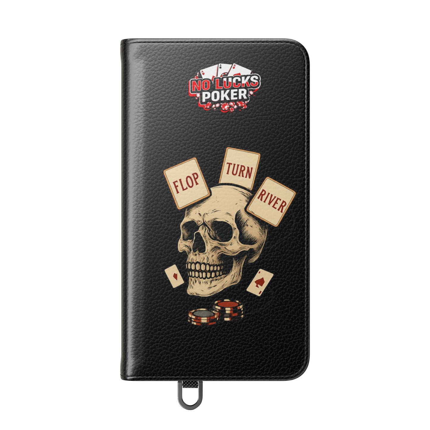 Flop Turn River Skull Wallet Phone Case | Zero Lucks – Poker Grind Gear