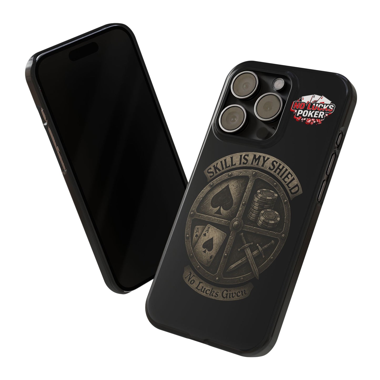 Skill Is My Shield Poker Phone Case | Zero Lucks – Ace of Spades & Crossed Swords -  iPhone 13 - 16