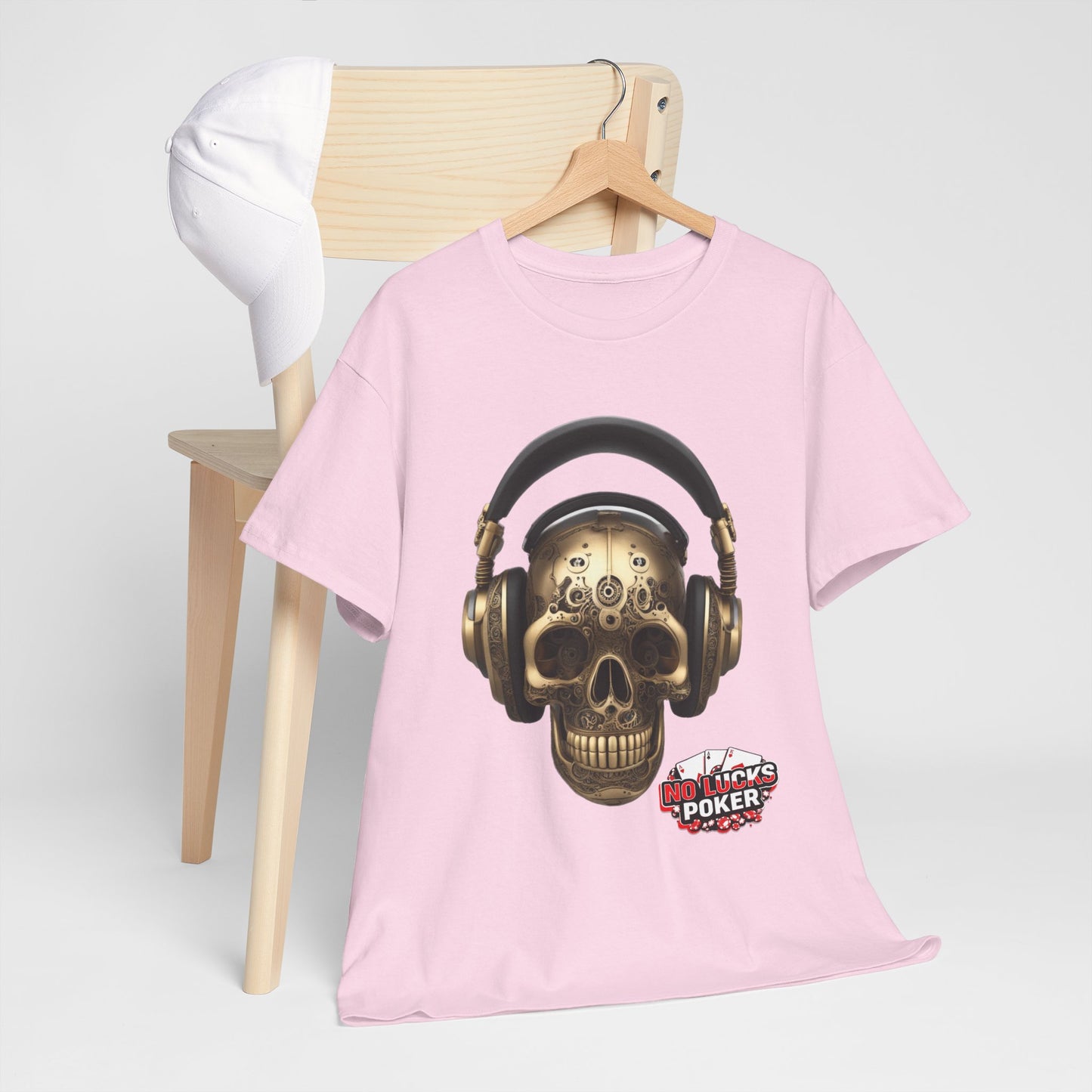 Clockwork steampunk Skull with headphones unisex heavy cotton T-shirt