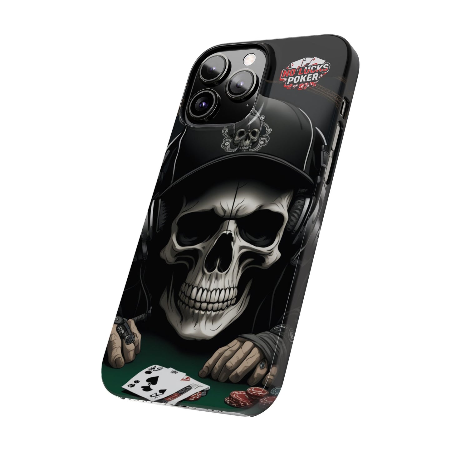 Poker Player with Skull at Poker Table Slim Phone Case -  iPhone 13 - 16