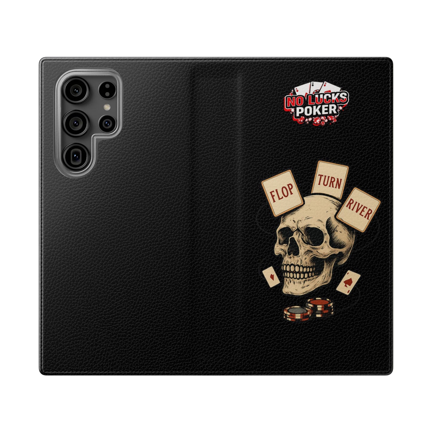 Flop Turn River Skull Wallet Phone Case | Zero Lucks – Poker Grind Gear