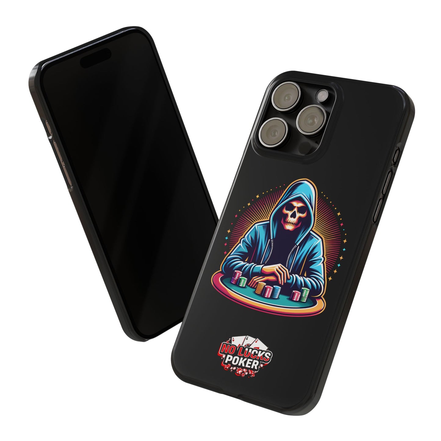 Poker Player with Skull at Poker Table Slim Phone Case -  iPhone 13 - 15