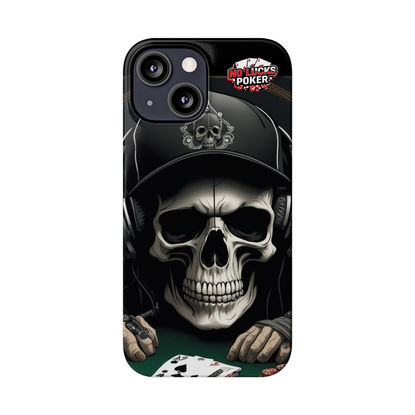 Poker Player with Skull at Poker Table Slim Phone Case -  iPhone 13 - 16