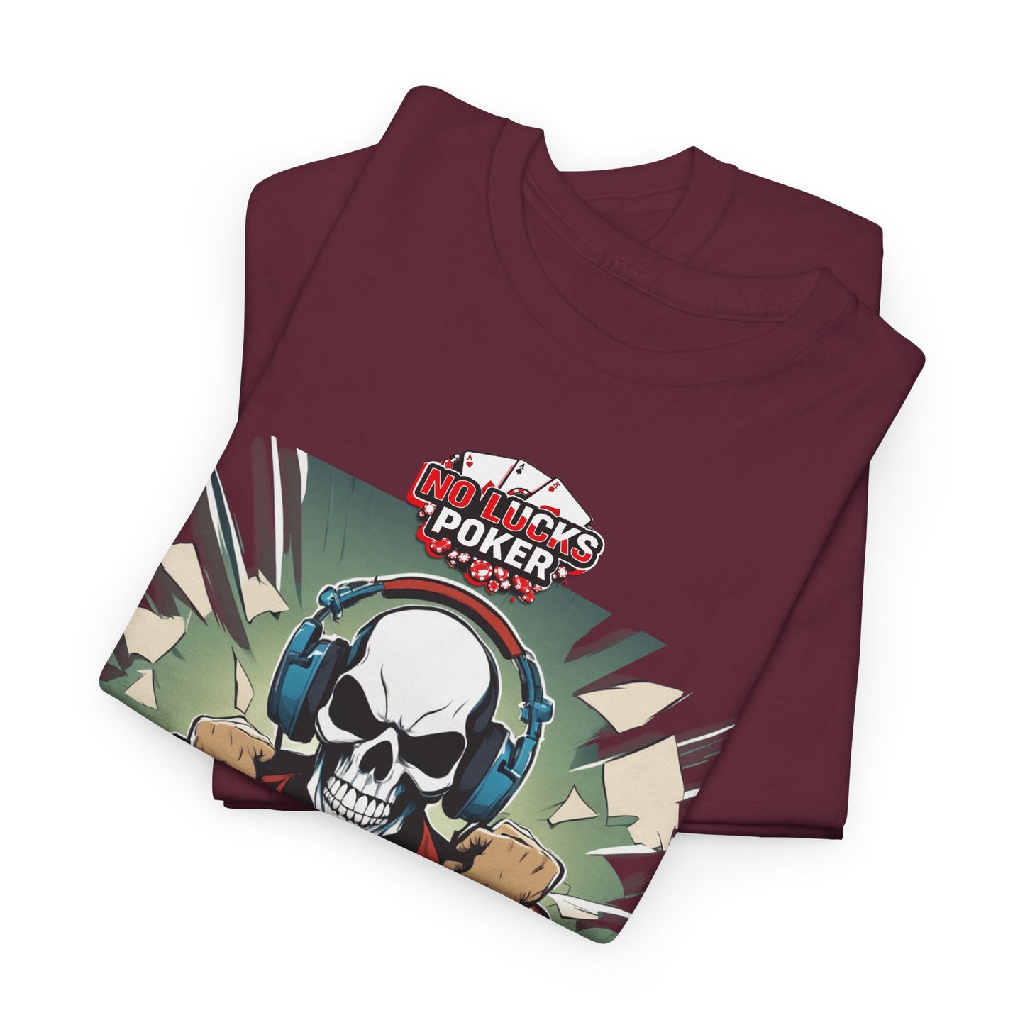 No Lucks Given – Poker Skull w/ Headphones Tee (Hero/Villain Edition)