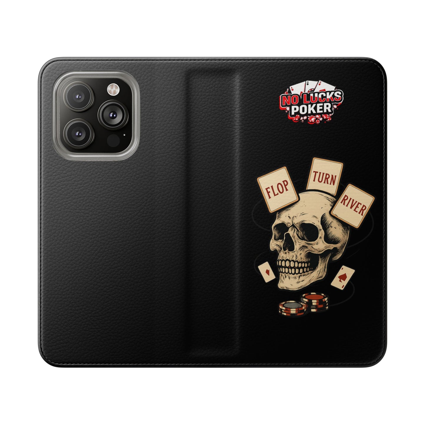 Flop Turn River Skull Wallet Phone Case | Zero Lucks – Poker Grind Gear
