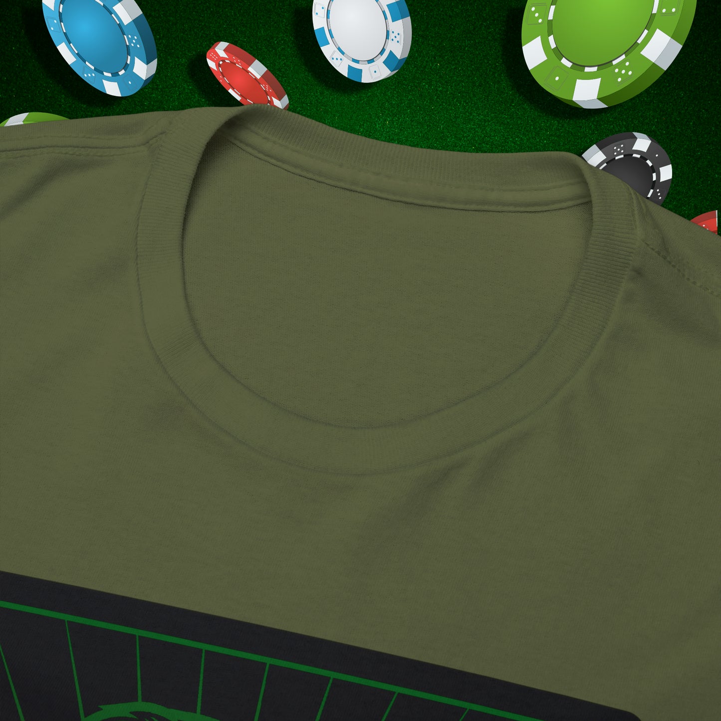 No Lucks Given Jack Skull in Crown of Clubs Green Red Poker T-Shirt Must have Good Luck All-in