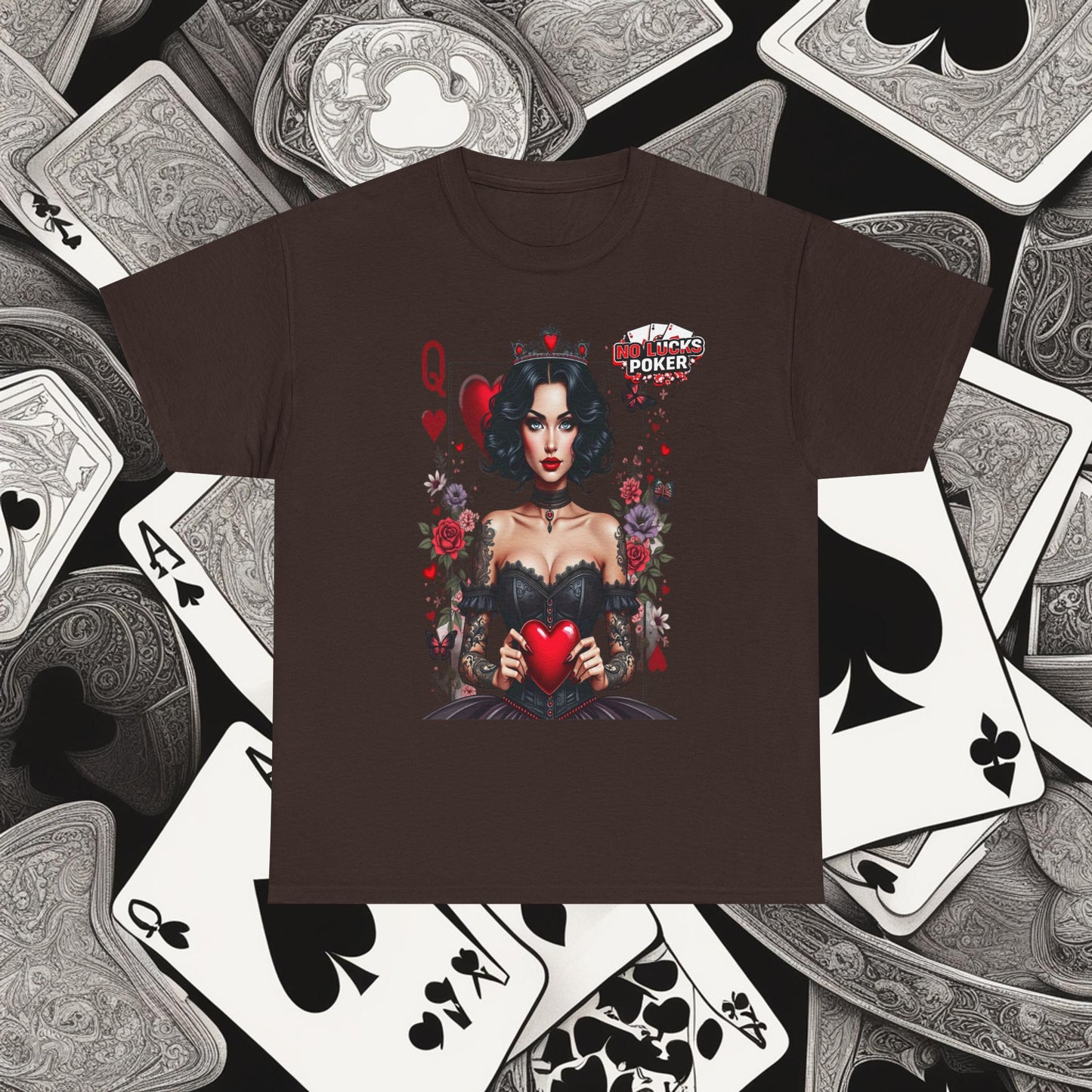 Gothic Queen of Hearts Poker T-Shirt | Dark Poker Apparel – Unisex Fit