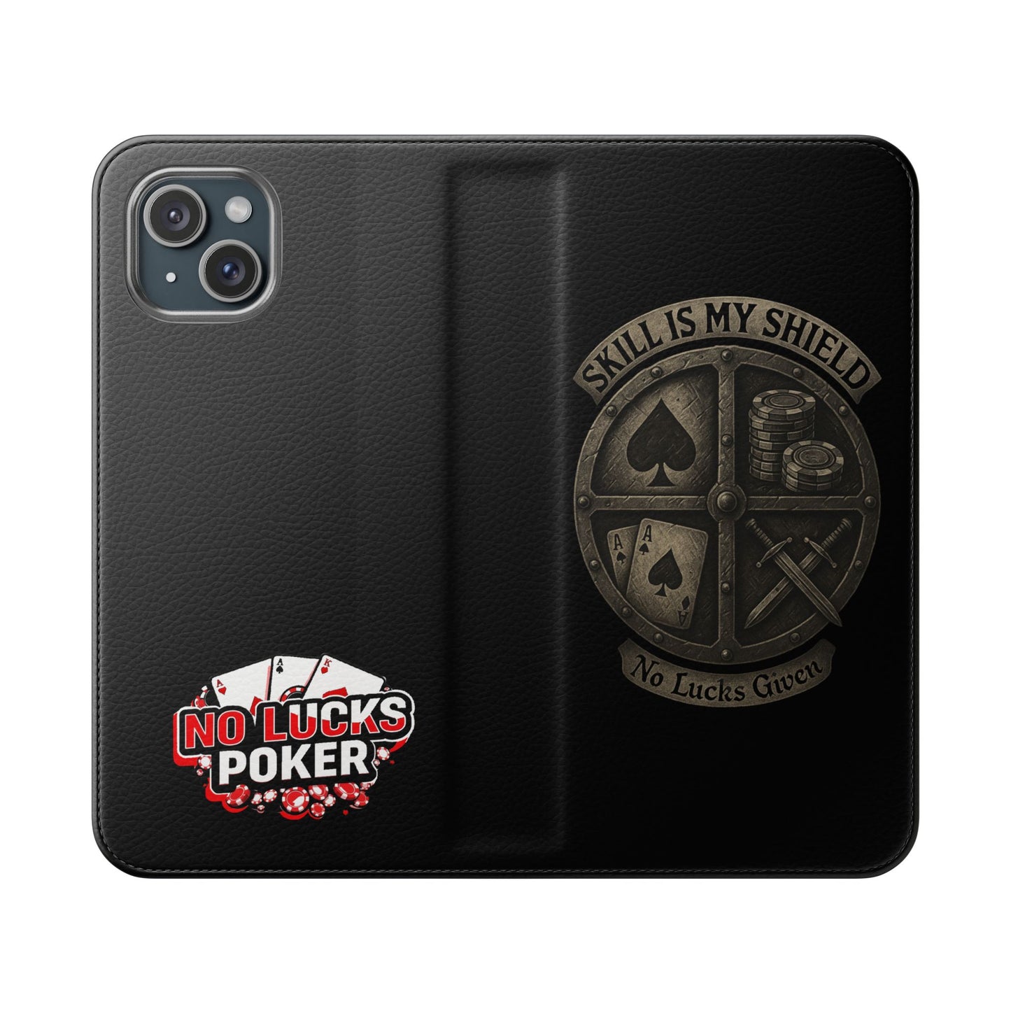 Skill Is My Shield Poker Phone Case | Zero Lucks – Ace of Spades & Crossed Swords – iPhone & Android Phone Cover