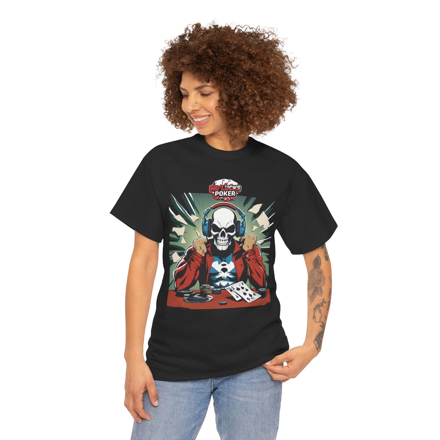 No Lucks Given – Poker Skull w/ Headphones Tee (Hero/Villain Edition)