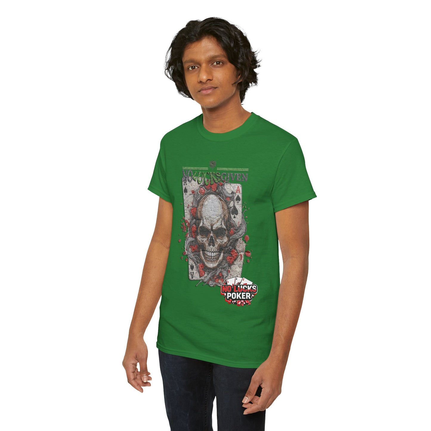 No Lucks Given Skull Breaking thru Ace of Spades T-Shirt Must have Good Luck All-in