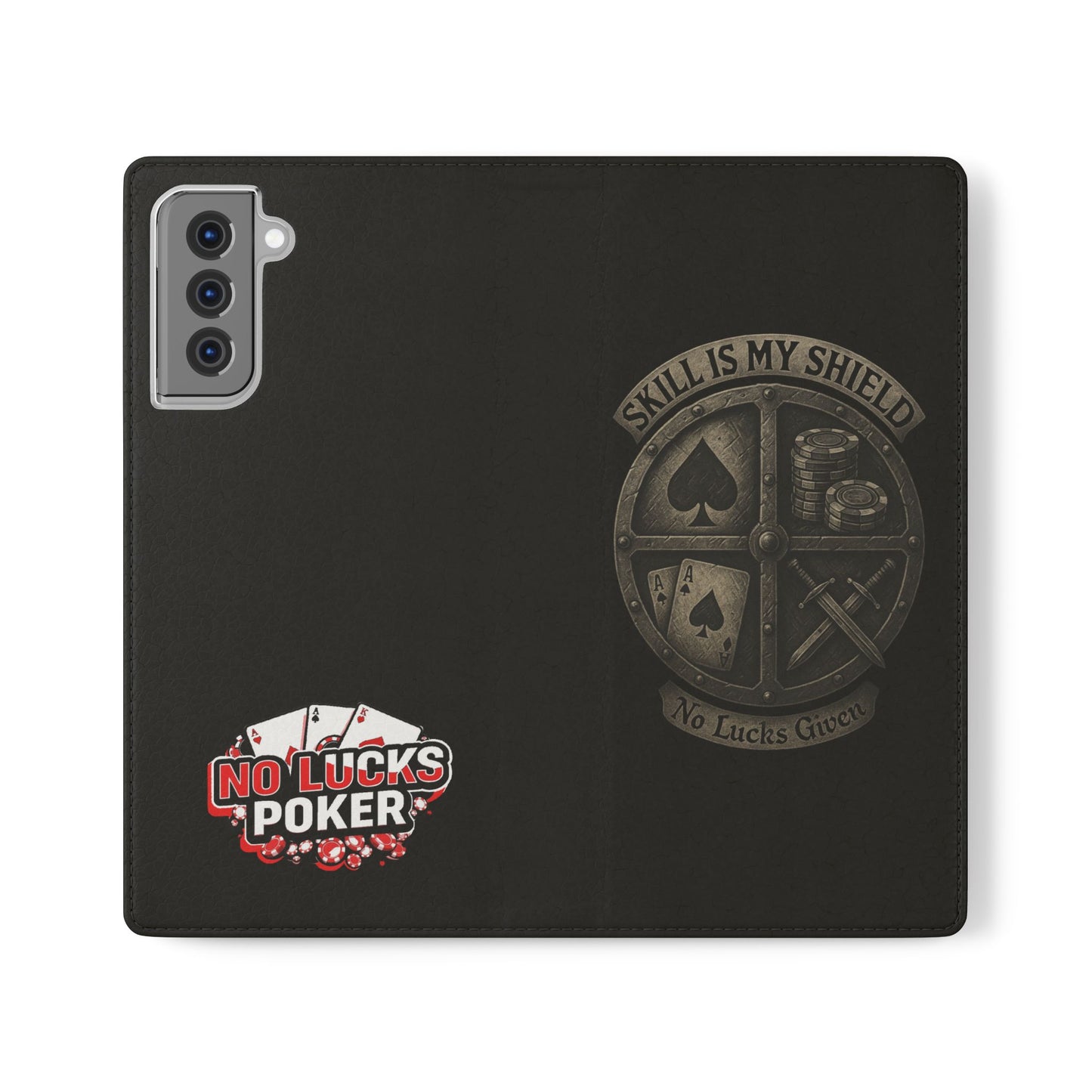 Skill Is My Shield Poker Phone Case | Zero Lucks – Ace of Spades & Crossed Swords – iPhone & Android Phone Cover