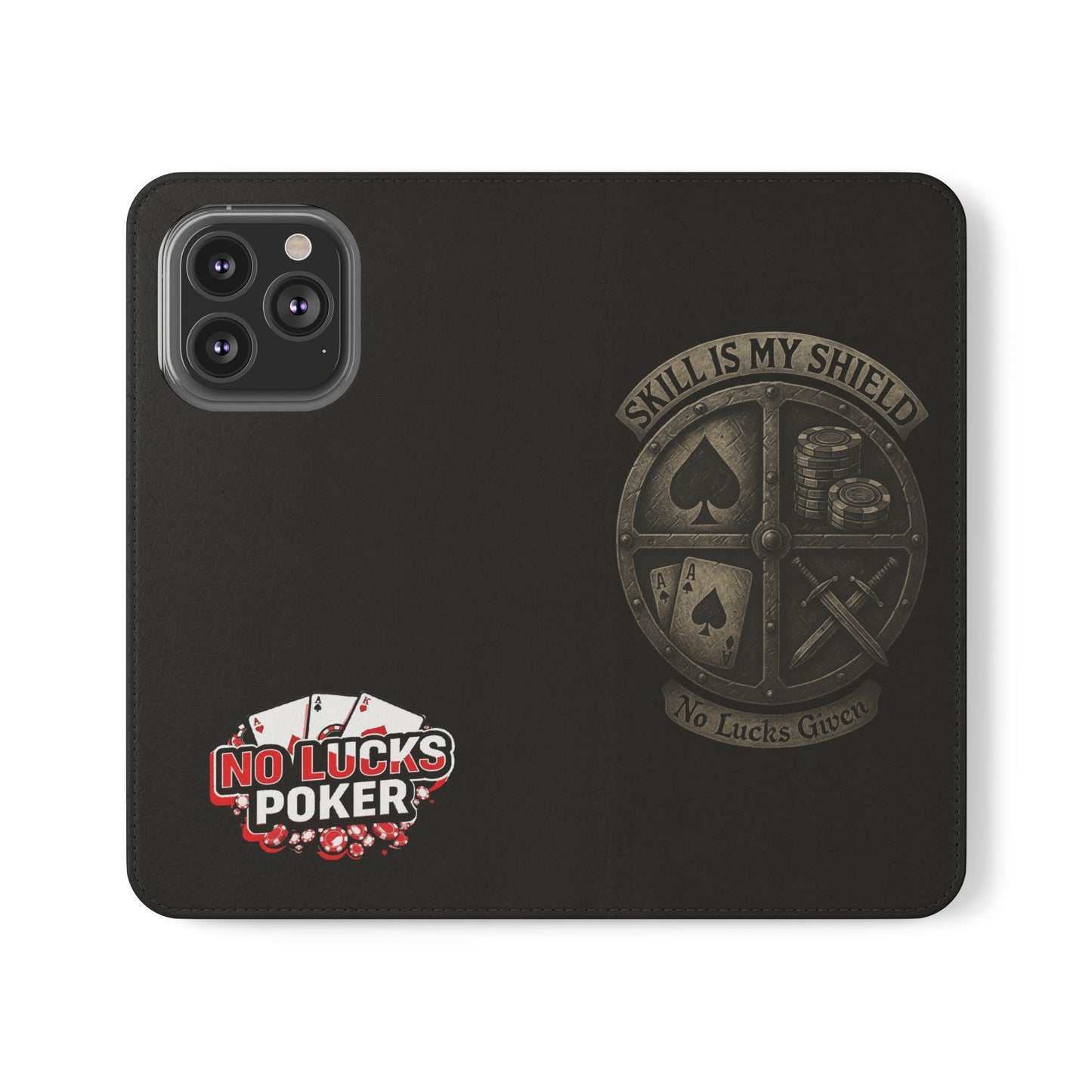 Skill Is My Shield Poker Phone Case | Zero Lucks – Ace of Spades & Crossed Swords – iPhone & Android Phone Cover