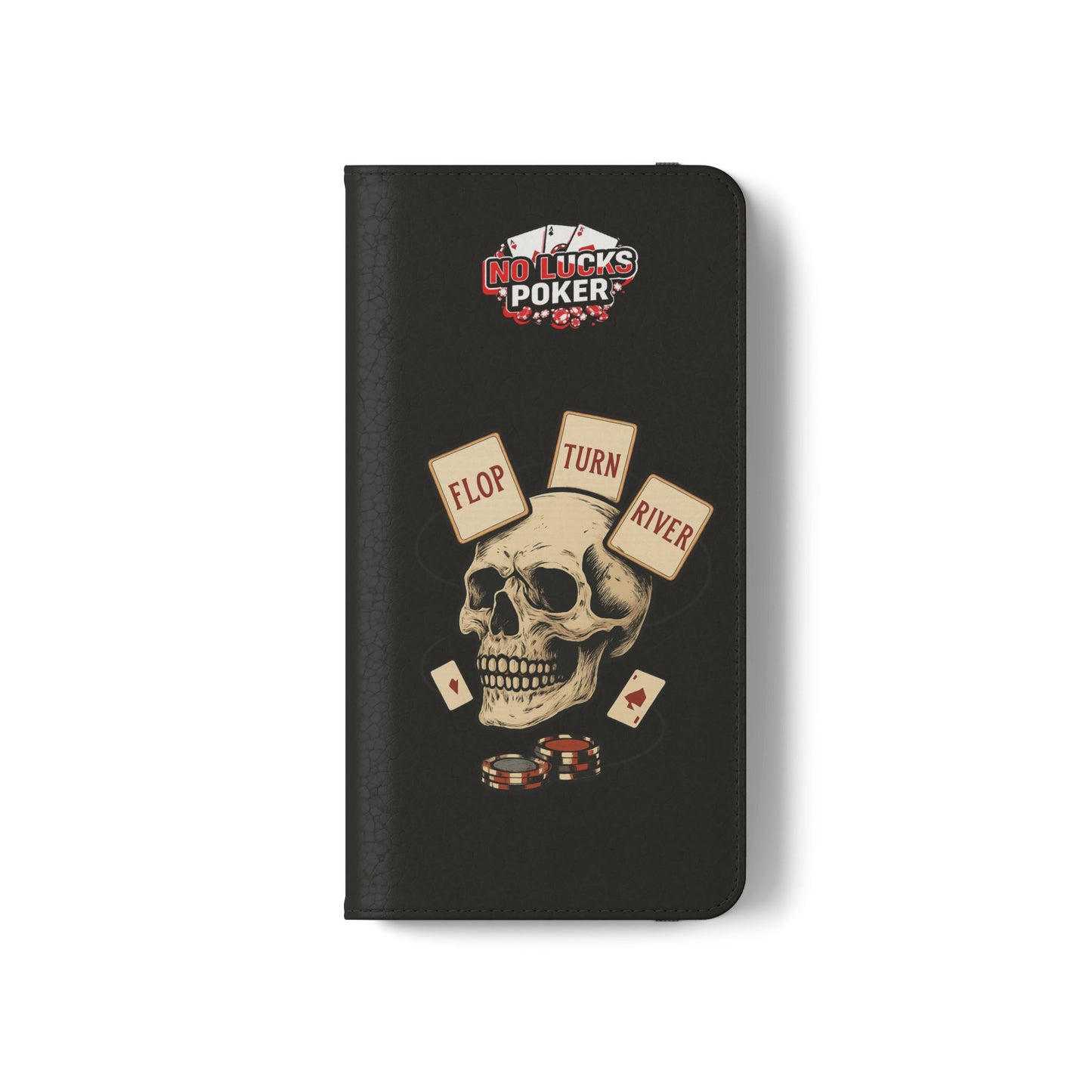 Flop Turn River Skull Wallet Phone Case | Zero Lucks – Poker Grind Gear