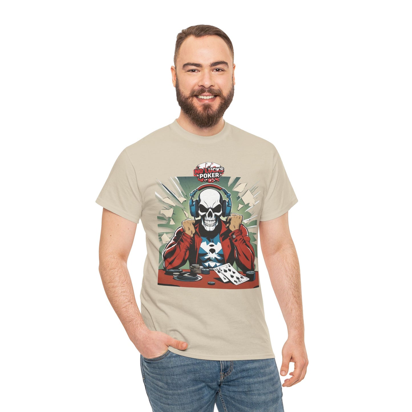 No Lucks Given – Poker Skull w/ Headphones Tee (Hero/Villain Edition)