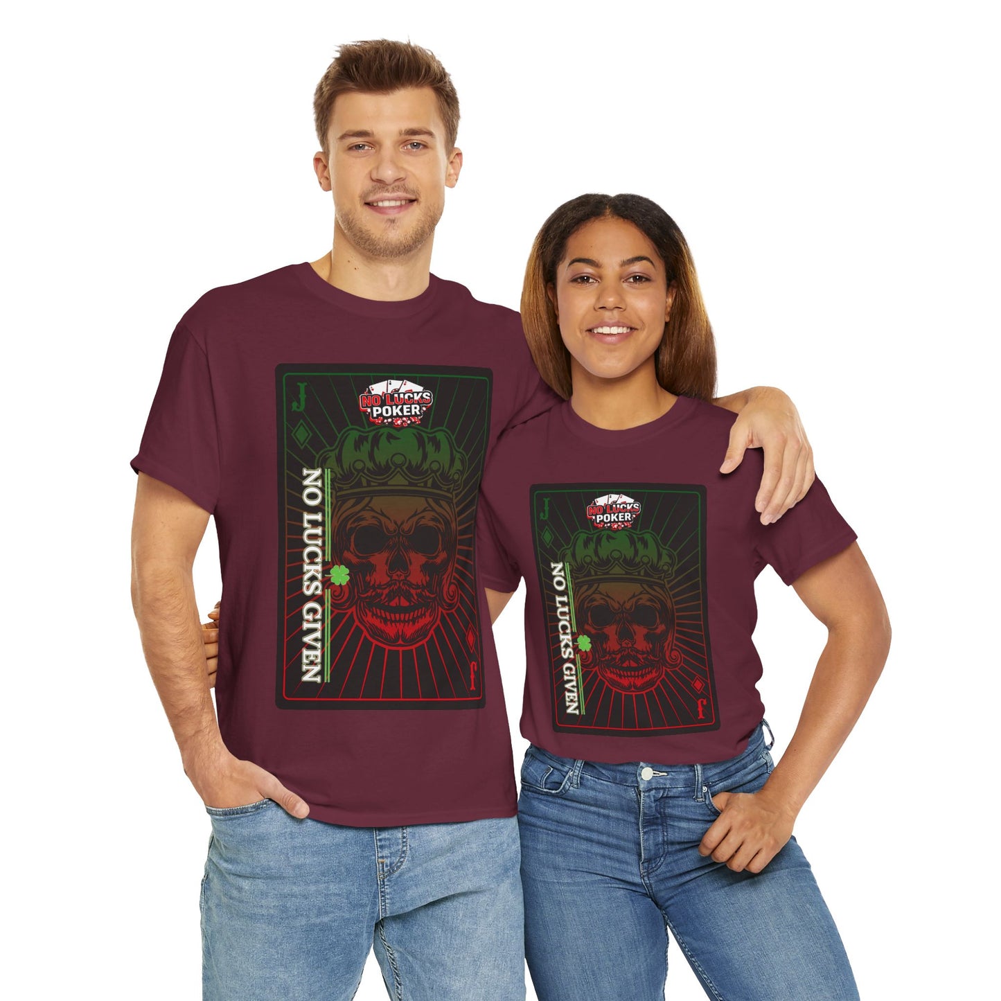 No Lucks Given – Jack Skull Crown Poker Tee (Green & Red Edition)