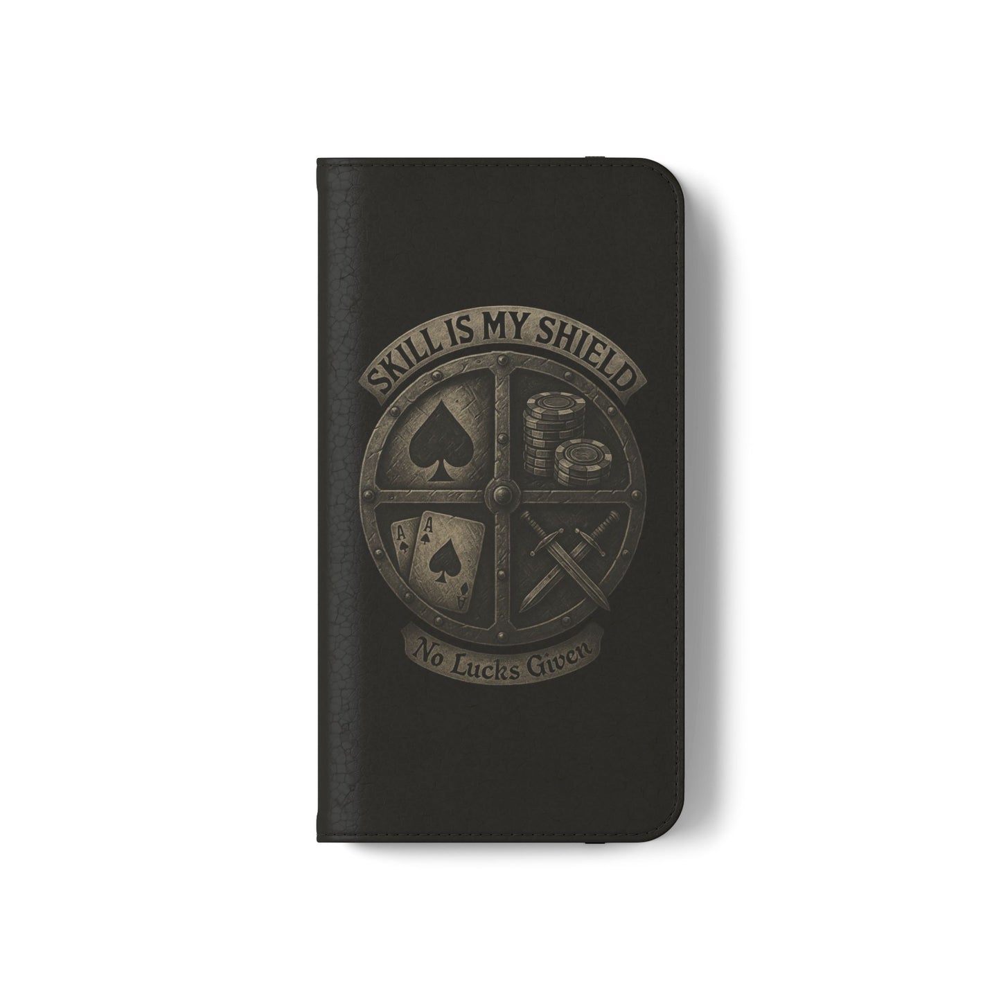 Skill Is My Shield Poker Phone Case | Zero Lucks – Ace of Spades & Crossed Swords – iPhone & Android Phone Cover