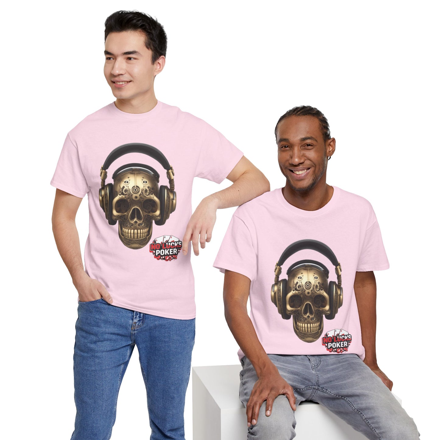Clockwork steampunk Skull with headphones unisex heavy cotton T-shirt