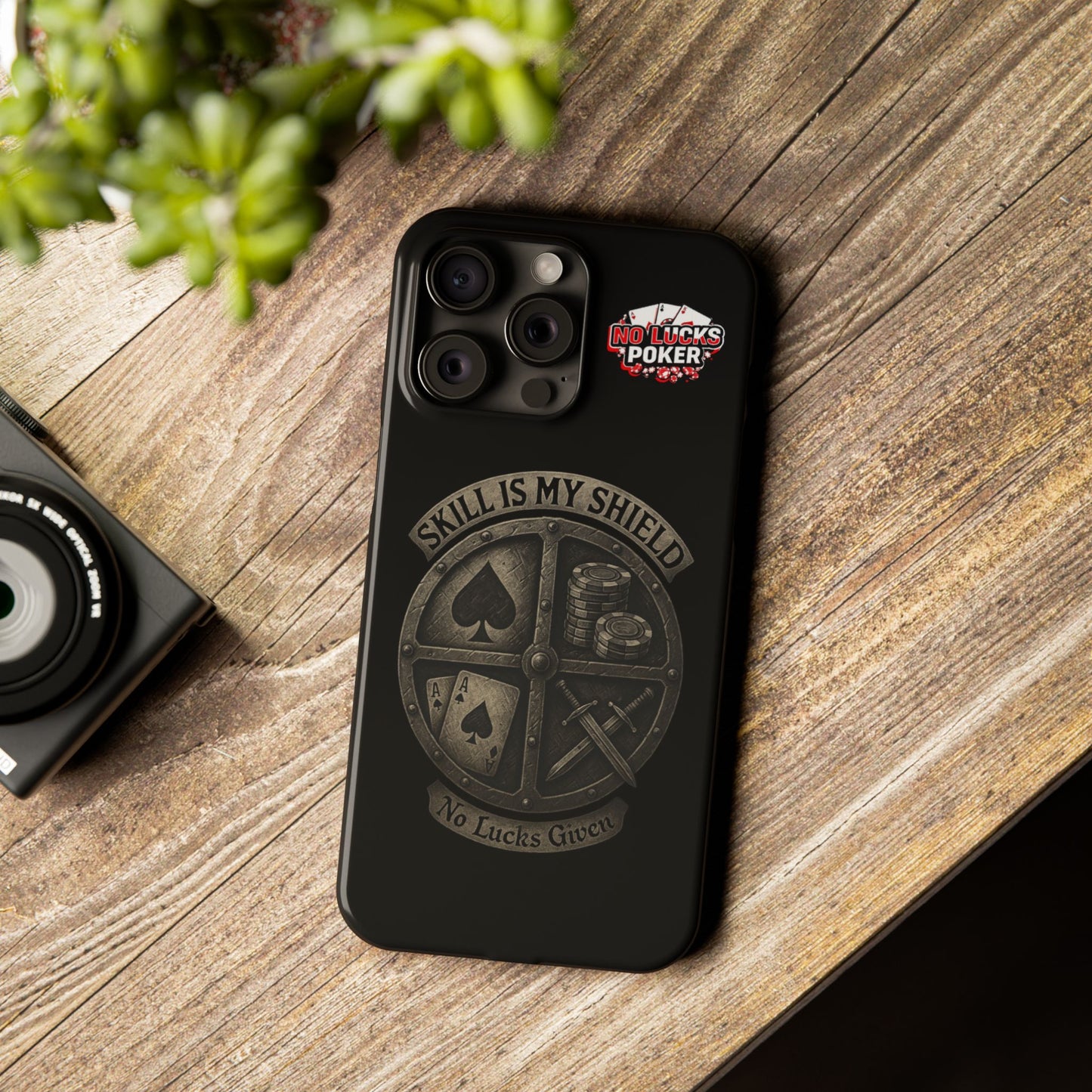 Skill Is My Shield Poker Phone Case | Zero Lucks – Ace of Spades & Crossed Swords -  iPhone 13 - 16