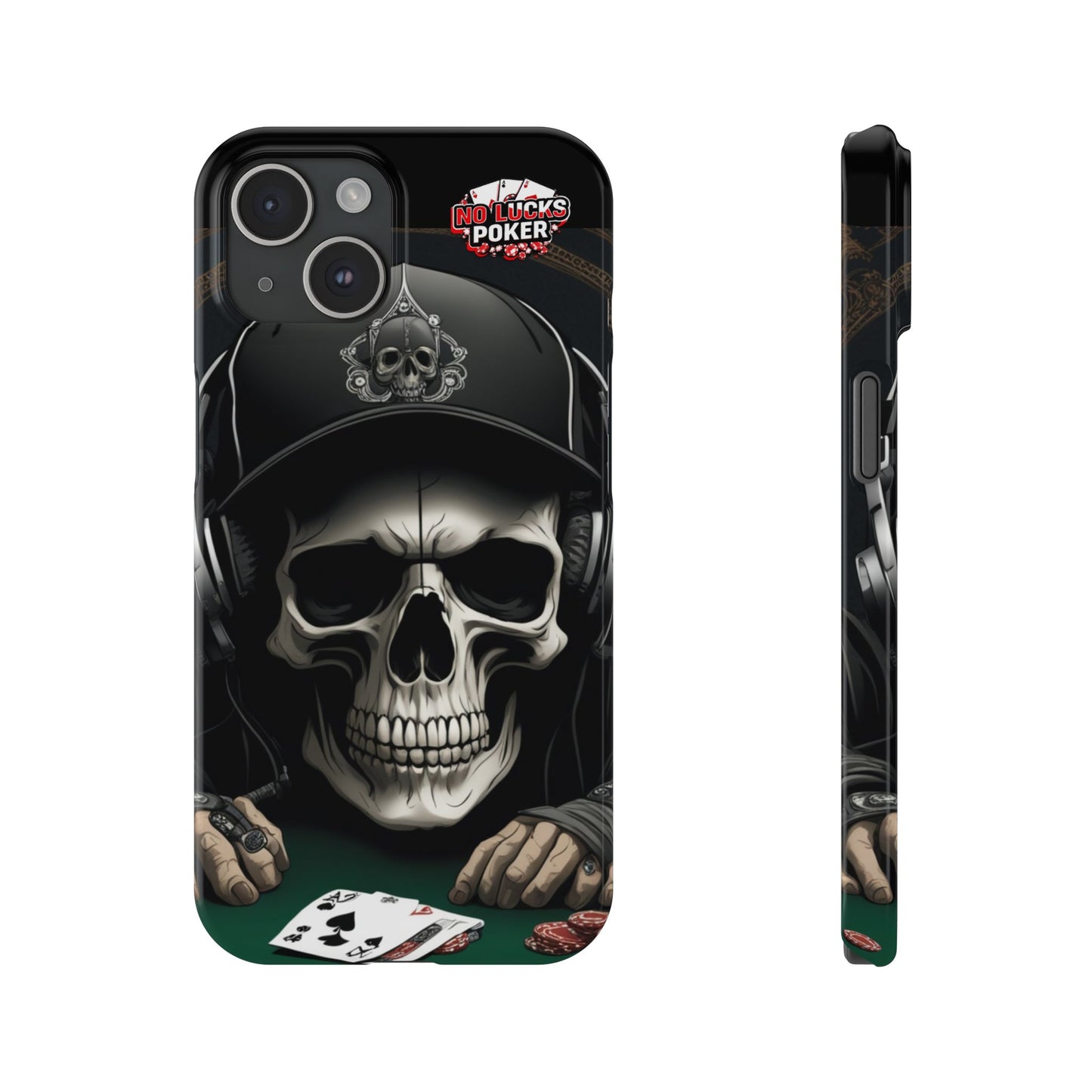 Poker Player with Skull at Poker Table Slim Phone Case -  iPhone 13 - 16