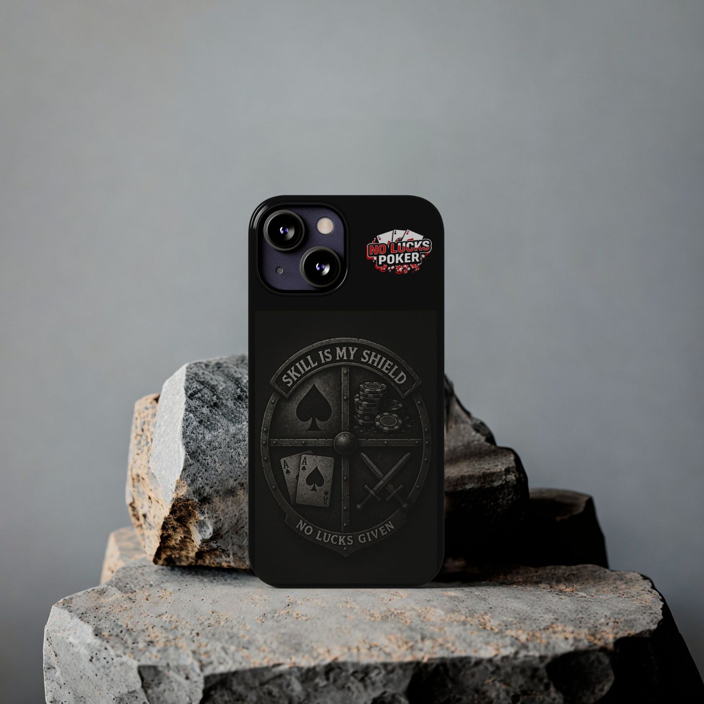 Skill Is My Shield Poker Phone Case | Zero Lucks – Ace of Spades & Crossed Swords -  iPhone 13 - 16