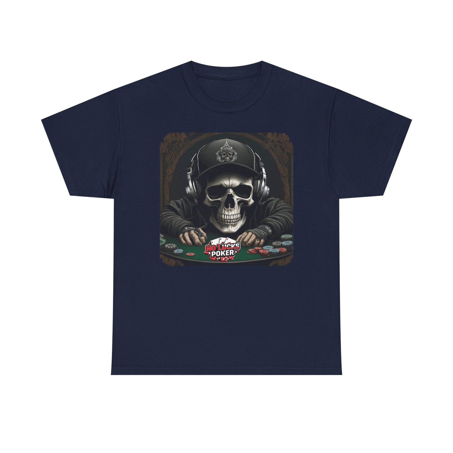 No Lucks Given – Hoodie Skull & Headphones Poker Tee