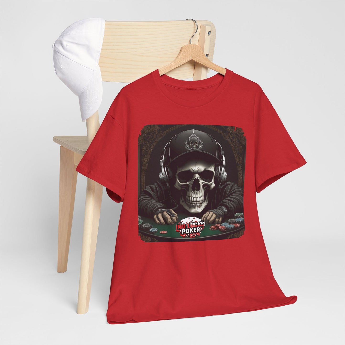 No Lucks Given – Hoodie Skull & Headphones Poker Tee