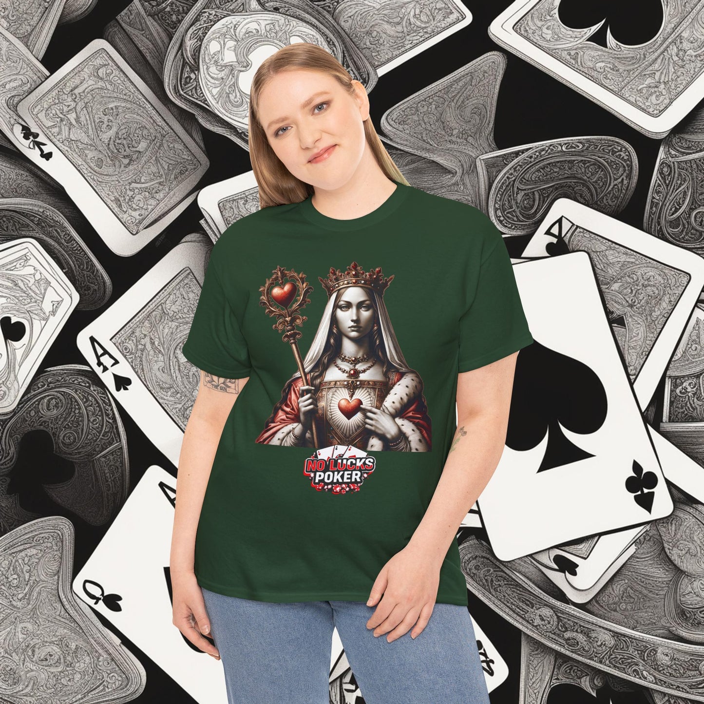 Queen of Hearts Poker T-Shirt | Unisex Heavy Cotton Tee