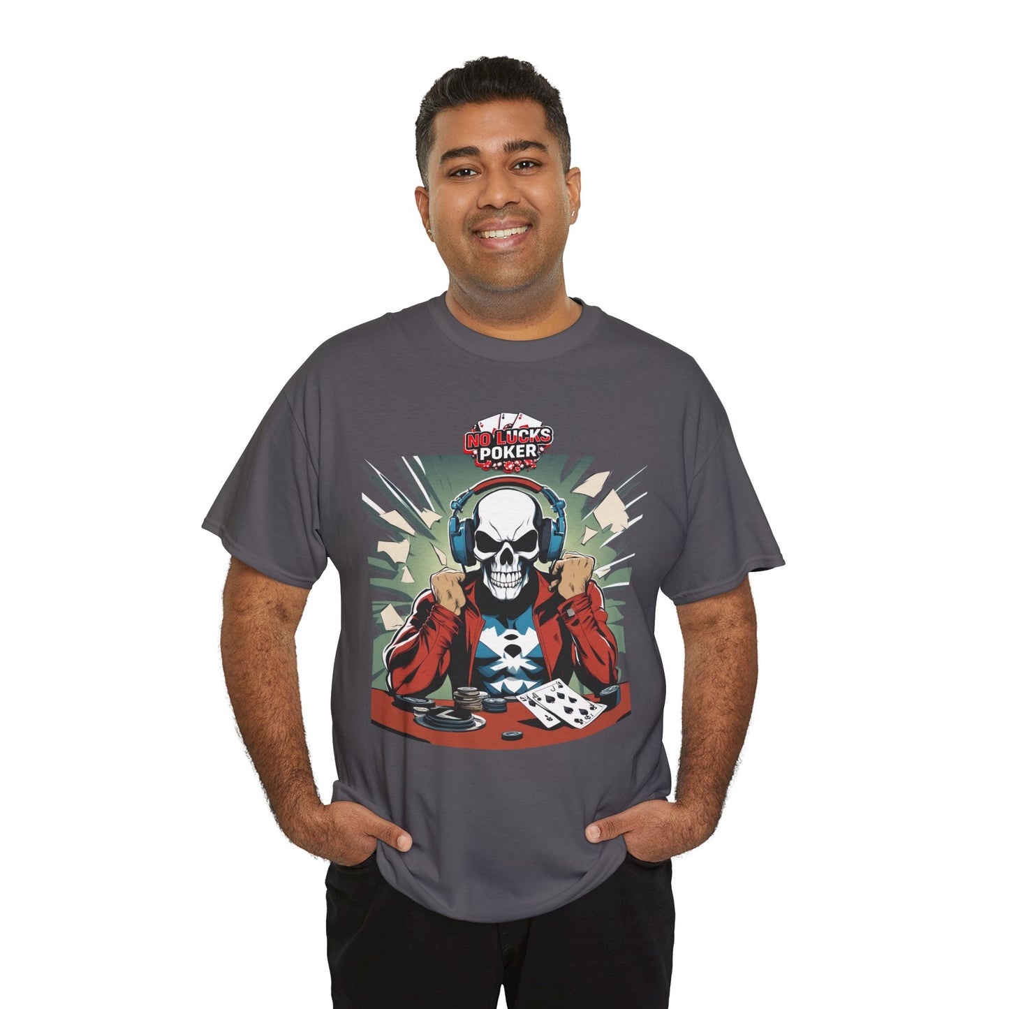 No Lucks Given – Poker Skull w/ Headphones Tee (Hero/Villain Edition)
