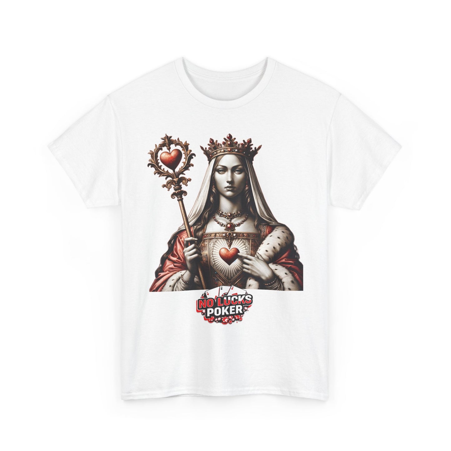 Queen of Hearts Poker T-Shirt | Unisex Heavy Cotton Tee
