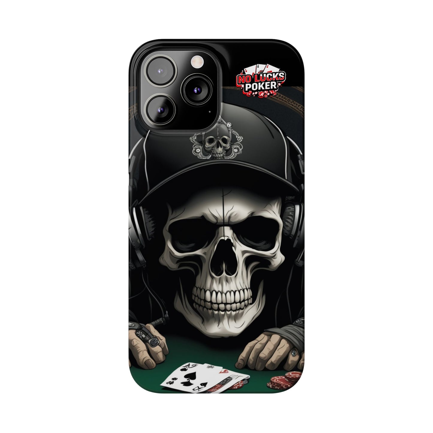 Poker Player with Skull at Poker Table Slim Phone Case -  iPhone 13 - 16
