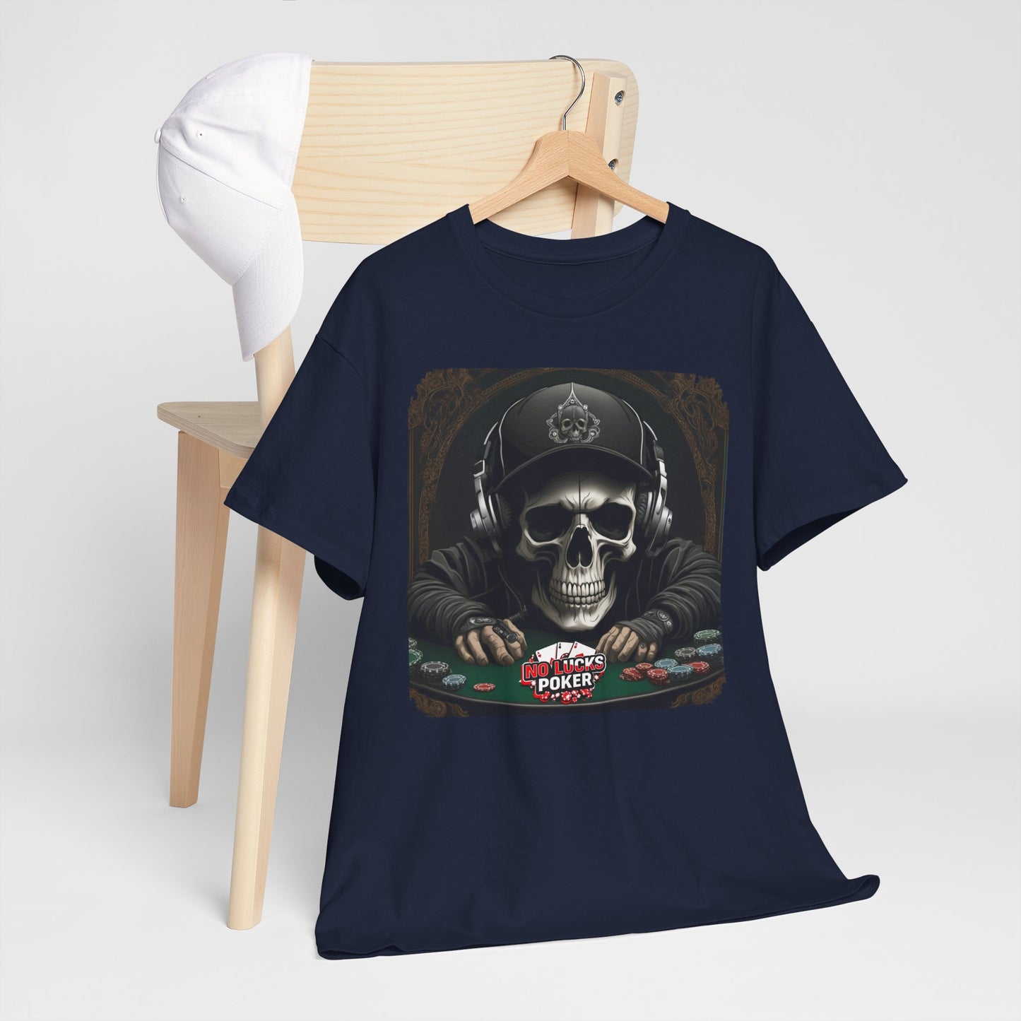 No Lucks Given – Hoodie Skull & Headphones Poker Tee