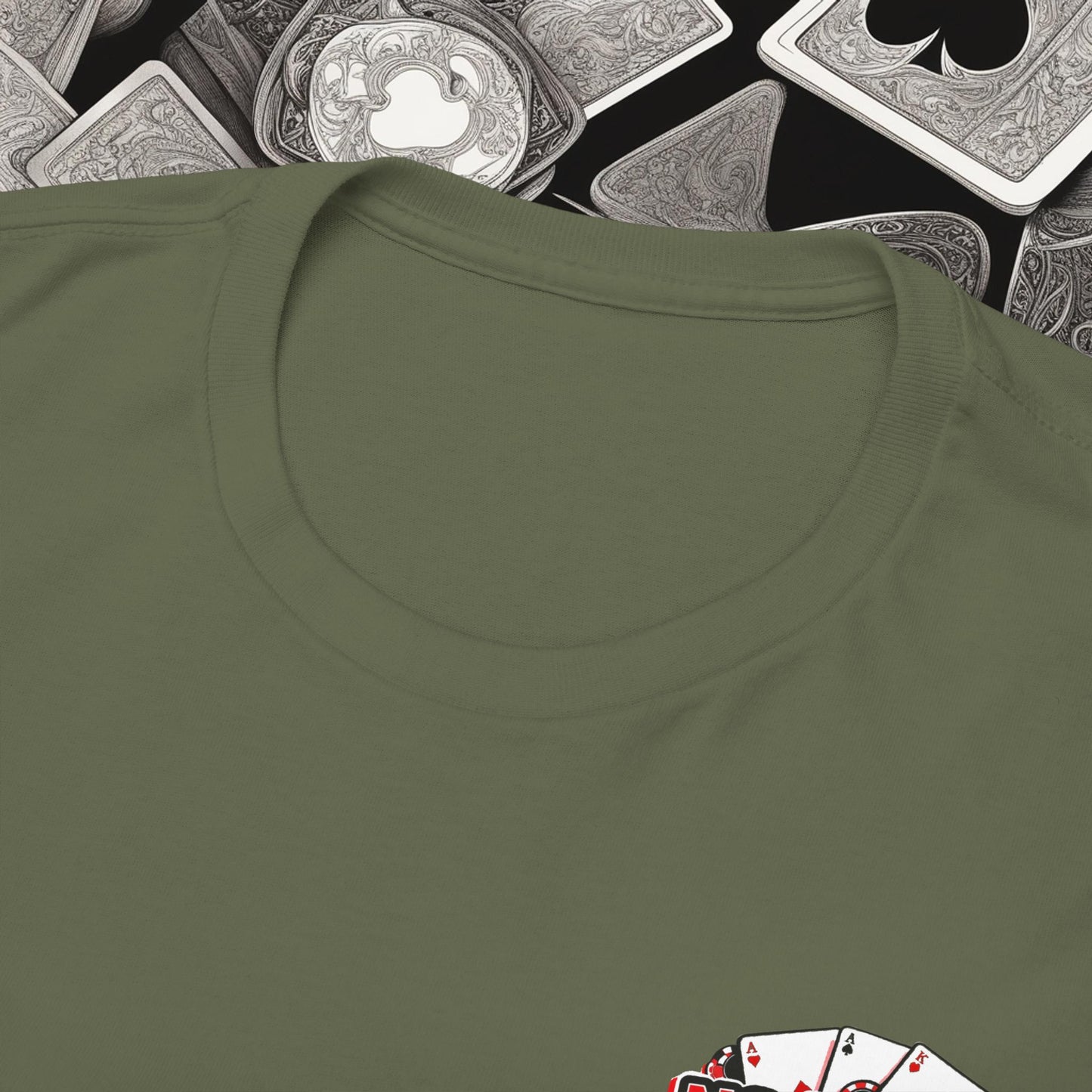 Poker Player with Skull at Poker Table 0 Lucks Given Unisex heavy cotton tee Poker Apparel
