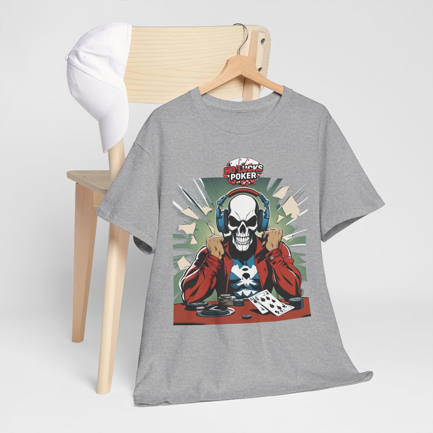 No Lucks Given – Poker Skull w/ Headphones Tee (Hero/Villain Edition)
