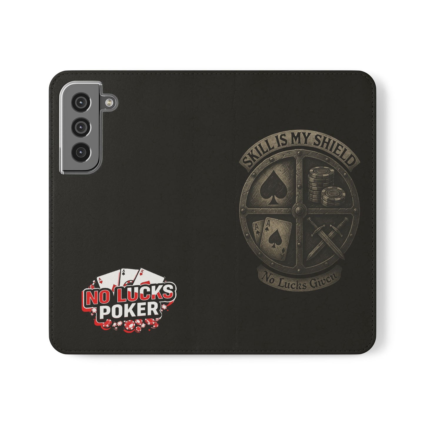Skill Is My Shield Poker Phone Case | Zero Lucks – Ace of Spades & Crossed Swords – iPhone & Android Phone Cover