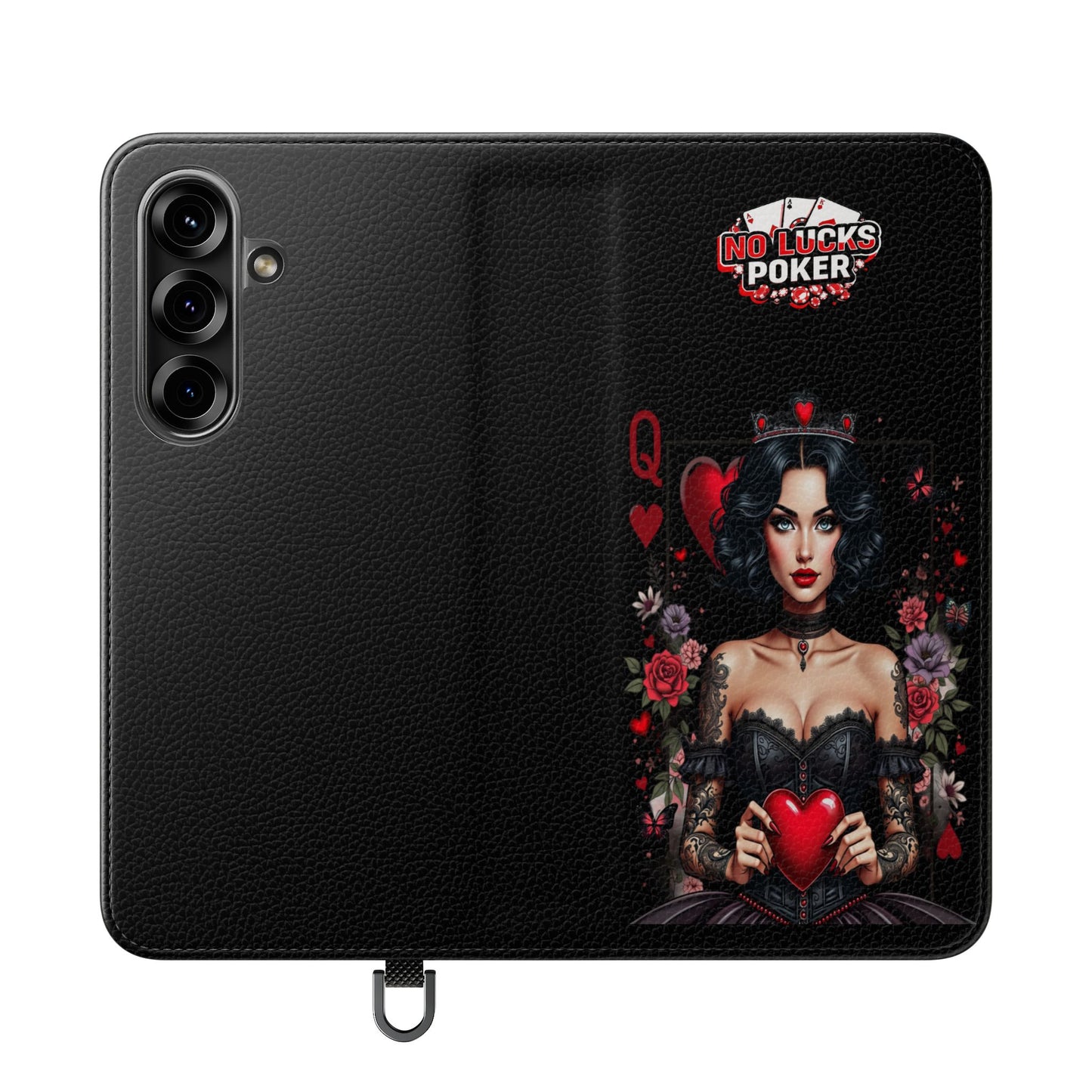 Queen of Hearts Gothic Wallet Phone Case | Zero Lucks – Dark Poker Design – iPhone & Android Phone Cover