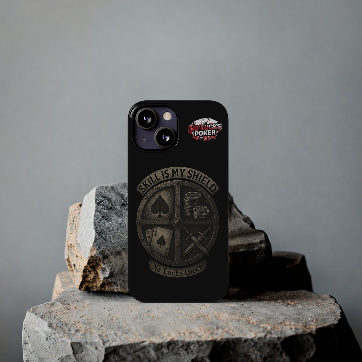 Skill Is My Shield Poker Phone Case | Zero Lucks – Ace of Spades & Crossed Swords -  iPhone 13 - 16