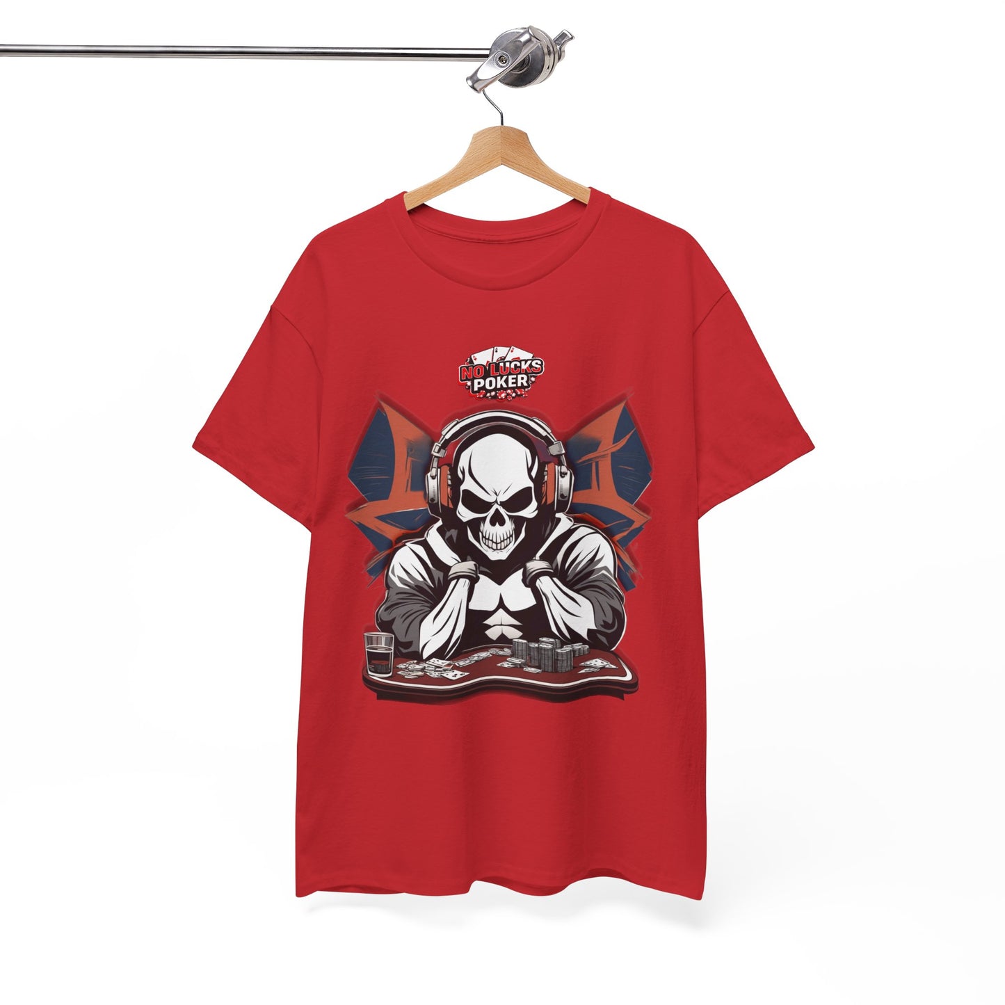 No Lucks Given – Hero/Villain Poker Skull Tee (Headphones Edition)