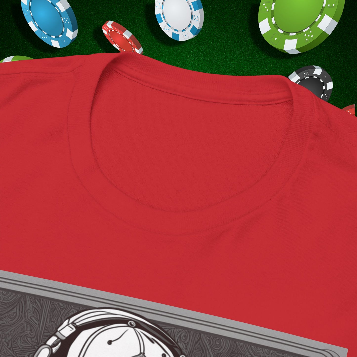 Poker Skull in hoodie and headphones unisex heavy cotton T-shirt No Lucks Given