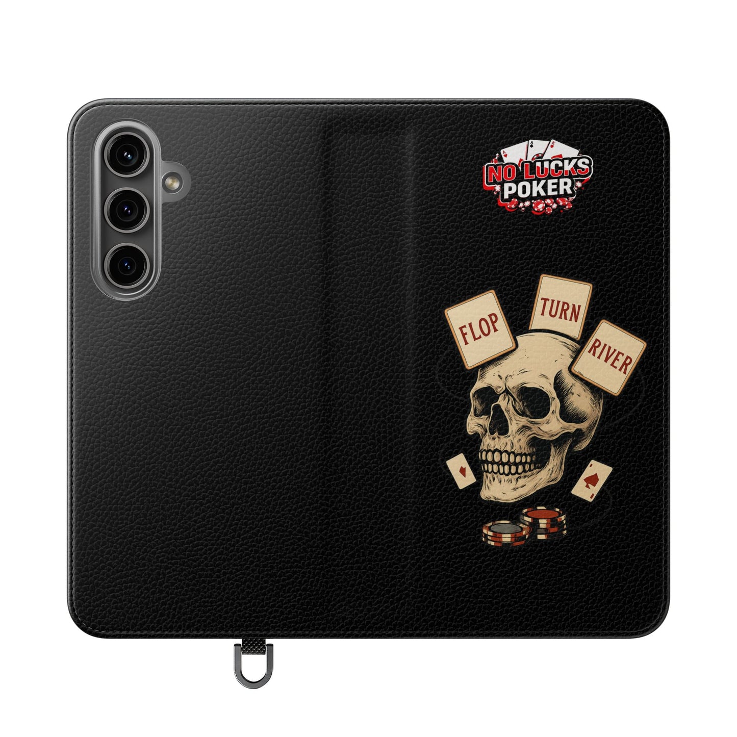 Flop Turn River Skull Wallet Phone Case | Zero Lucks – Poker Grind Gear