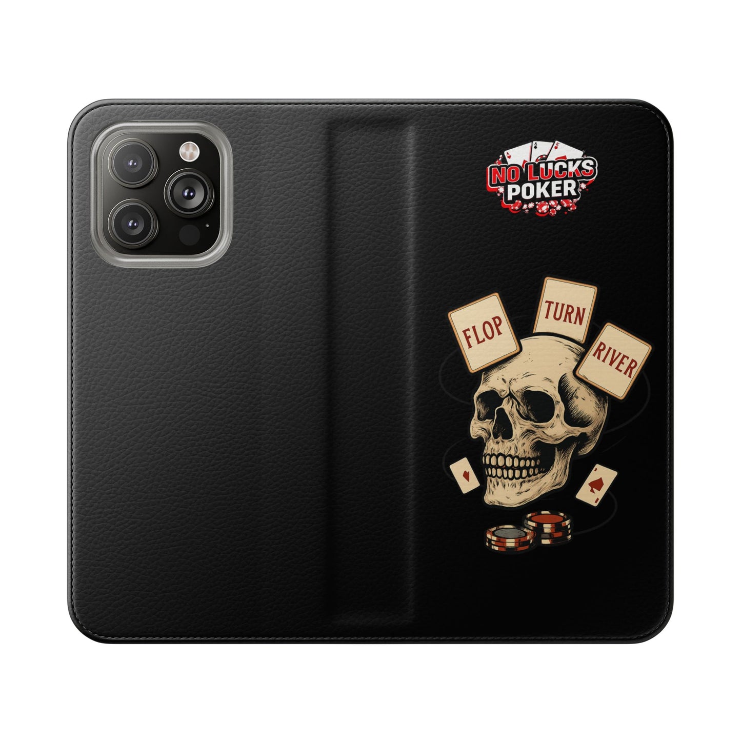 Flop Turn River Skull Wallet Phone Case | Zero Lucks – Poker Grind Gear