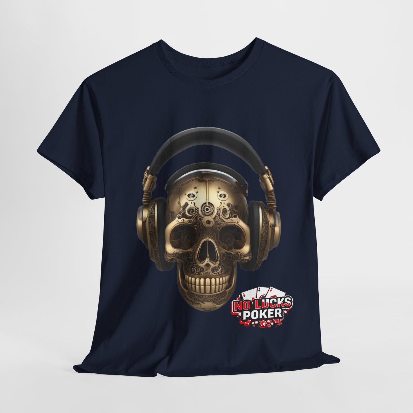 Clockwork steampunk Skull with headphones unisex heavy cotton T-shirt