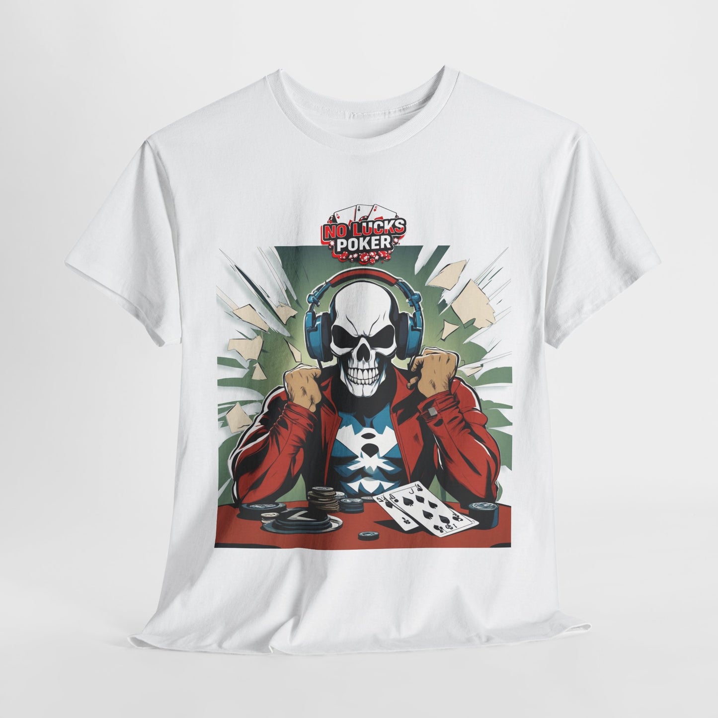 No Lucks Given – Poker Skull w/ Headphones Tee (Hero/Villain Edition)